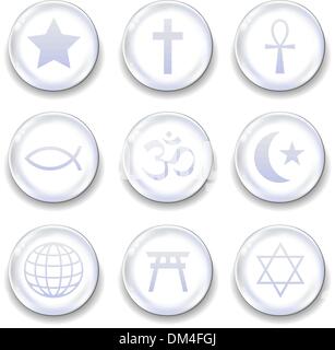 World religion symbols web icon set Stock Vector