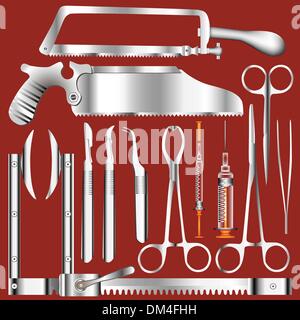 Surgical tool set - stainless steel texture Stock Vector