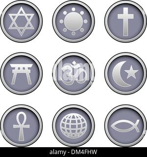 World religion symbol web icons Stock Vector