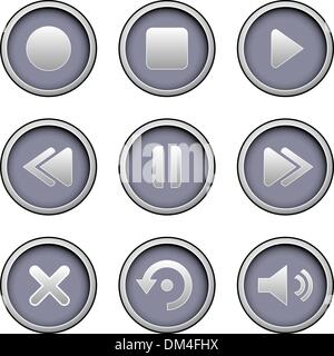 Media player web icons Stock Vector