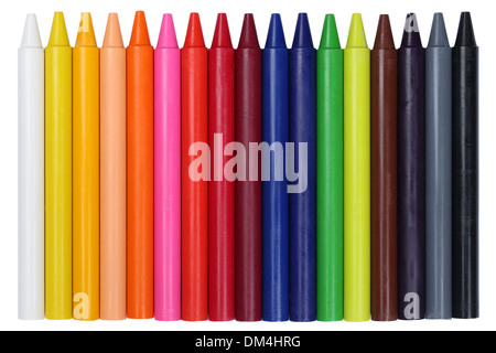 Crayons for children in a row, isolated on a white background Stock Photo