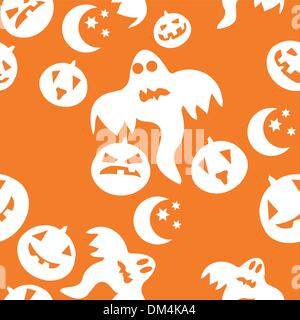 Seamless halloween background with ghosts Stock Vector