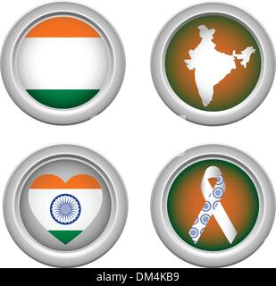 India Buttons Stock Vector