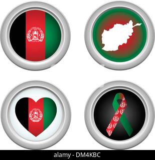 Buttons Afeghanistan Stock Vector