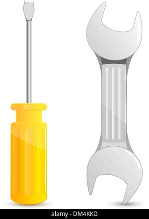 Vector screwdriver and wrench Stock Vector
