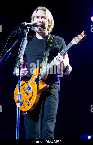 14 August 2009:  Nickelback lead singer and rhythm guitarist Chad Kroeger performs onstage during the Dark Horse Tour at Blossom Music Center in Cuyahoga Falls, Ohio. (Credit Image: © Frank Jansky/Southcreek Global/ZUMApress.com) Stock Photo