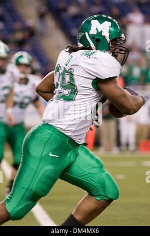 26 December 2009:  Marshall Thundering Herd running back Martin Ward (29) runs with the football during the Little Caesars Pizza Bowl between the Marshall Thundering Herd and the Ohio Bobcats at Ford Field in Detroit Michigan.  The Marshall Thundering Herd defeated the Ohio Bobcats 21-17..Mandatory Credit: Frank Jansky / Southcreek Global (Credit Image: © Frank Jansky/Southcreek Gl Stock Photo