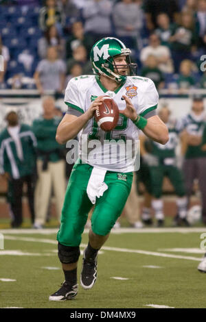 26 December 2009:  Marshall Thundering Herd quarterback Brian Anderson (12) back to pass during the Little Caesars Pizza Bowl between the Marshall Thundering Herd and the Ohio Bobcats at Ford Field in Detroit Michigan.  The Marshall Thundering Herd defeated the Ohio Bobcats 21-17..Mandatory Credit: Frank Jansky / Southcreek Global (Credit Image: © Frank Jansky/Southcreek Global/ZUM Stock Photo