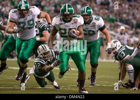 26 December 2009:  Marshall Thundering Herd running back Martin Ward (29) carries the football during the Little Caesars Pizza Bowl between the Marshall Thundering Herd and the Ohio Bobcats at Ford Field in Detroit Michigan.  Ward was named the gameÃ•s Most Valuable Player as the Marshall Thundering Herd defeated the Ohio Bobcats 21-17..Mandatory Credit: Frank Jansky / Southcreek G Stock Photo