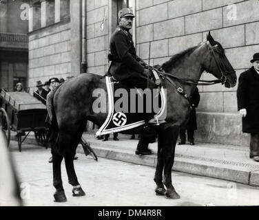 Nov. 9, 1923 - Berlin, Germany - Nazi man on horseback in front of the Reichstag building. (Credit Image: © KEYSTONE Pictures USA/ZUMAPRESS.com) Stock Photo