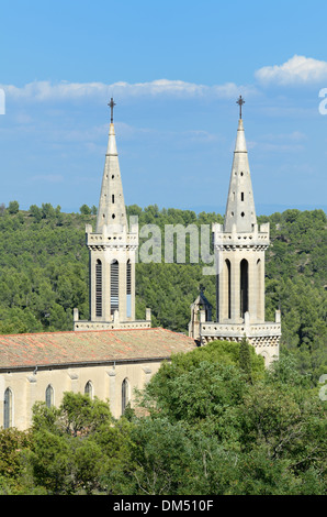 Abbey de St-Michel de Frigolet or Frigolet Abbey in the Forest near  near Tarascon Montagnette Provence France Stock Photo