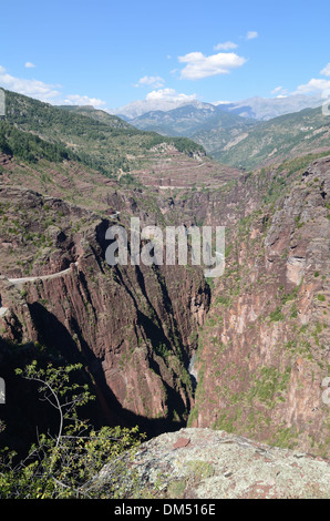 View over Daluis Gorge or Canyon of Upper Var River Haut-Var Alpes-Maritimes France Stock Photo