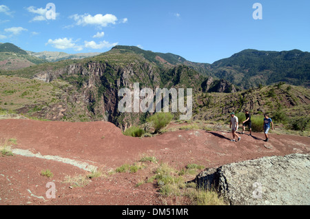 Walkers or Hikers Walking on Path or Track in the Daluis Gorge Haut-Var Alpes-Maritimes France Stock Photo