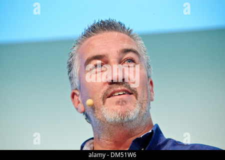 Paul Hollywood gives a cookery demonstration at the 2013 BBC Good Food Show held in Olympia Exhibition Hall Stock Photo