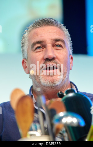 Paul Hollywood gives a cookery demonstration at the 2013 BBC Good Food Show held in Olympia Exhibition Hall Stock Photo