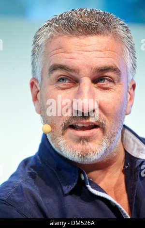 Paul Hollywood gives a cookery demonstration at the 2013 BBC Good Food Show held in Olympia Exhibition Hall Stock Photo