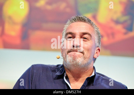 Paul Hollywood gives a cookery demonstration at the 2013 BBC Good Food Show held in Olympia Exhibition Hall Stock Photo