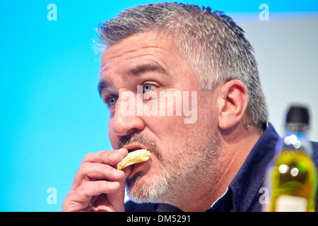 Paul Hollywood gives a cookery demonstration at the 2013 BBC Good Food Show held in Olympia Exhibition Hall Stock Photo