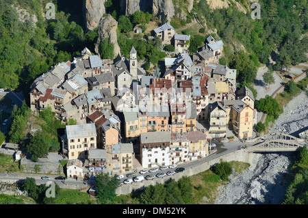 Aerial View of Péone or Peone Village Haut-Var Alpes-Maritimes France Stock Photo