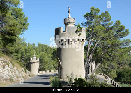 Gothic-Style Castellated Oratories at Abbey of St-Michel de Frigolet or Frigolet Abbey near Tarascon Provence France Stock Photo