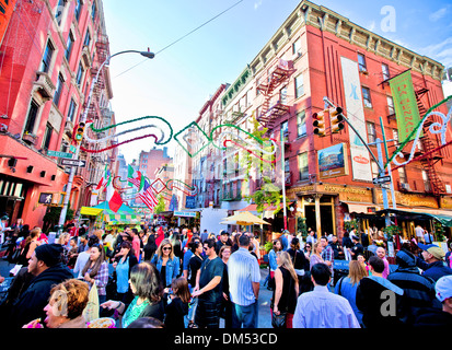 NEW YORK, NY - SEPT 22: Little Italy on Mulberry St. during the Feast Of San Gennaro on September 22, 2013 in New York City. Stock Photo