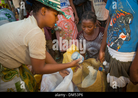 Food aid distribution -  Vatomandry District, Madagascar. Stock Photo