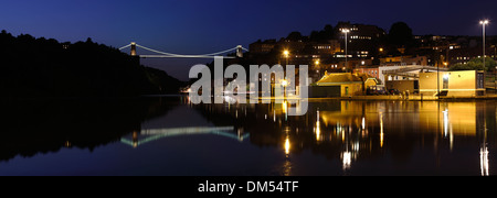 CLIFTON SUSPENSION BRIDGE at night. August 2013. Also available as 14750 x 5250 pixels Stock Photo