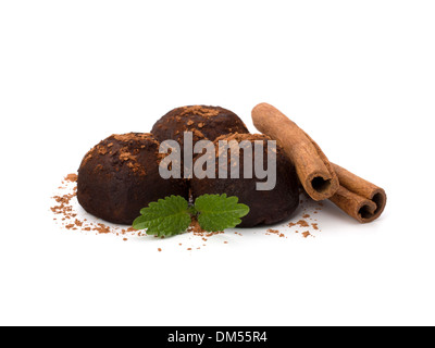 Chocolate truffle candy isolated on white background Stock Photo