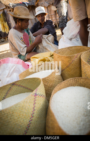 Food aid distribution -  Vatomandry District, Madagascar. Stock Photo