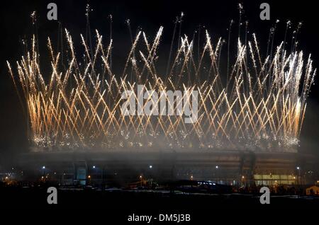Nay Pyi Taw, Myanmar. 11th Dec, 2013. Fireworks blow during the opening ceremony of the 27th Southeast Asian (SEA) Games in Nay Pyi Taw, Myanmar, Dec. 11, 2013. Credit:  Myanmar News Agency/Xinhua/Alamy Live News Stock Photo