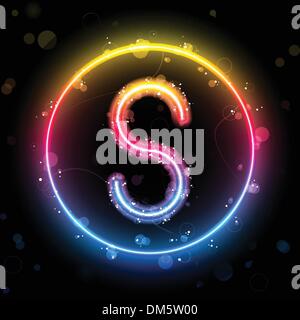 Alphabet Rainbow Lights in Circle Button Stock Vector