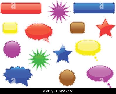 Glossy speech and thought bubbles and other elements Stock Vector