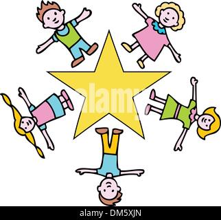 Gold Star Children Stock Vector