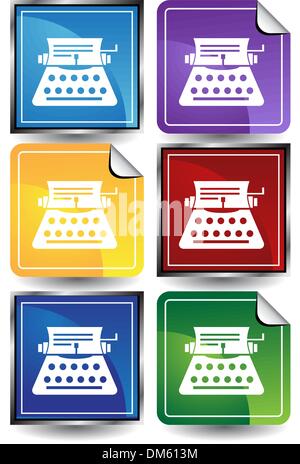 3D Sticker Set - Typewriter Stock Vector