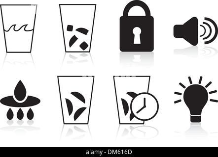 Refrigerator Icons: Black Set Stock Vector