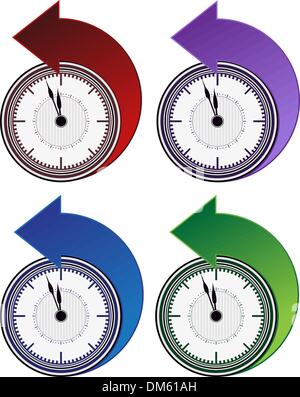 Backwards Clock Arrow Set Stock Vector