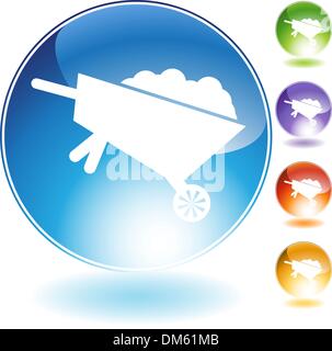 Wheelbarrow Crystal Icon Stock Vector