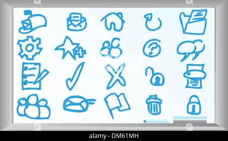 White Board with Icons Stock Vector