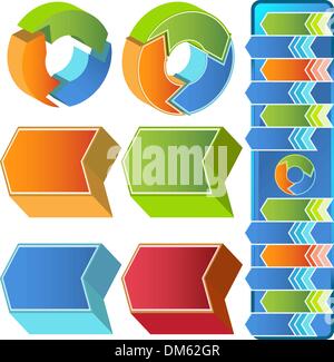 Chevron Circular 3D Menu Icons Stock Vector