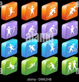 Athletic 3D Square Glossy Buttons Stock Vector