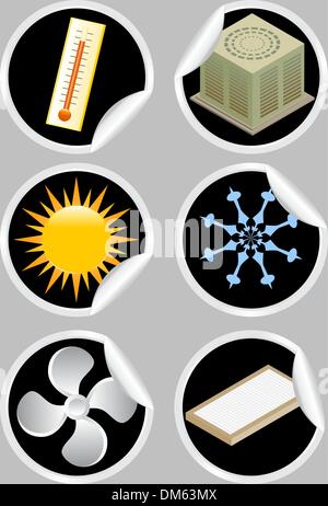 Air Conditioner Icons / Stickers Stock Vector