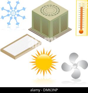 Heating and Cooling Icons Stock Vector