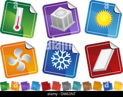 Air Conditioning Sticker Icons Stock Vector