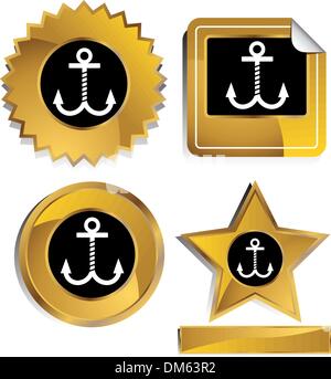 Gold and Black - Anchor Stock Vector