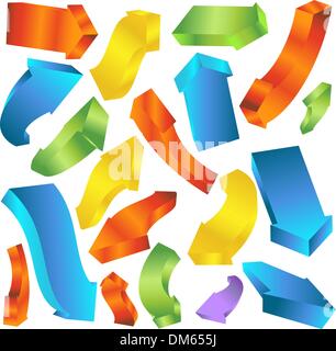Curving Thick 3D Arrows Stock Vector