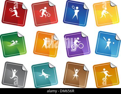Athletic Square Sticker Buttons Stock Vector