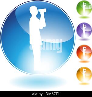Binoculars Concept Crystal Icon Stock Vector