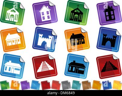 Building Sticker Buttons Stock Vector