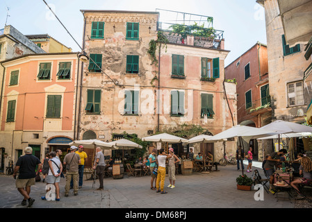 Square in Monterosso al Mare, Cinque Terre, La Spezia Province, Liguria, Italy Stock Photo