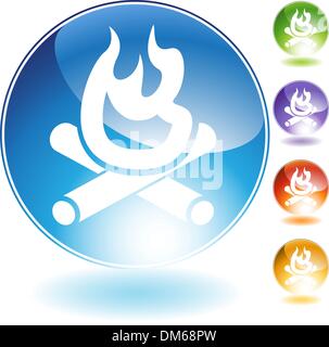Campfire Crystal Icon Stock Vector